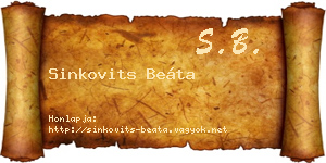 Sinkovits Beáta névjegykártya